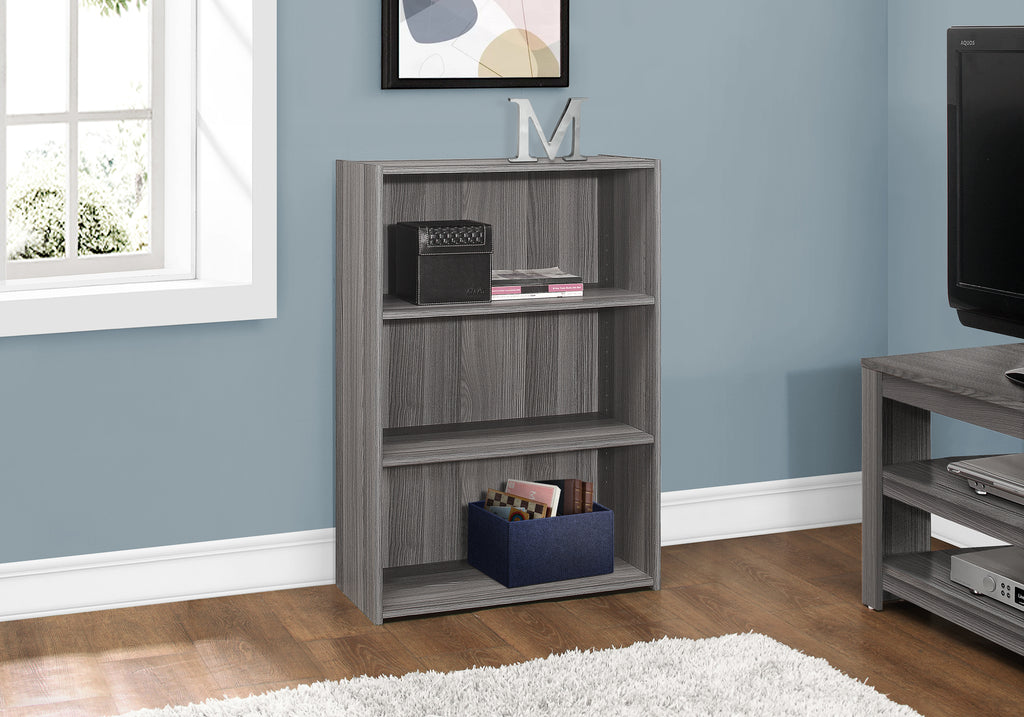BOOKCASE - 36""H / GREY WITH 3 SHELVES