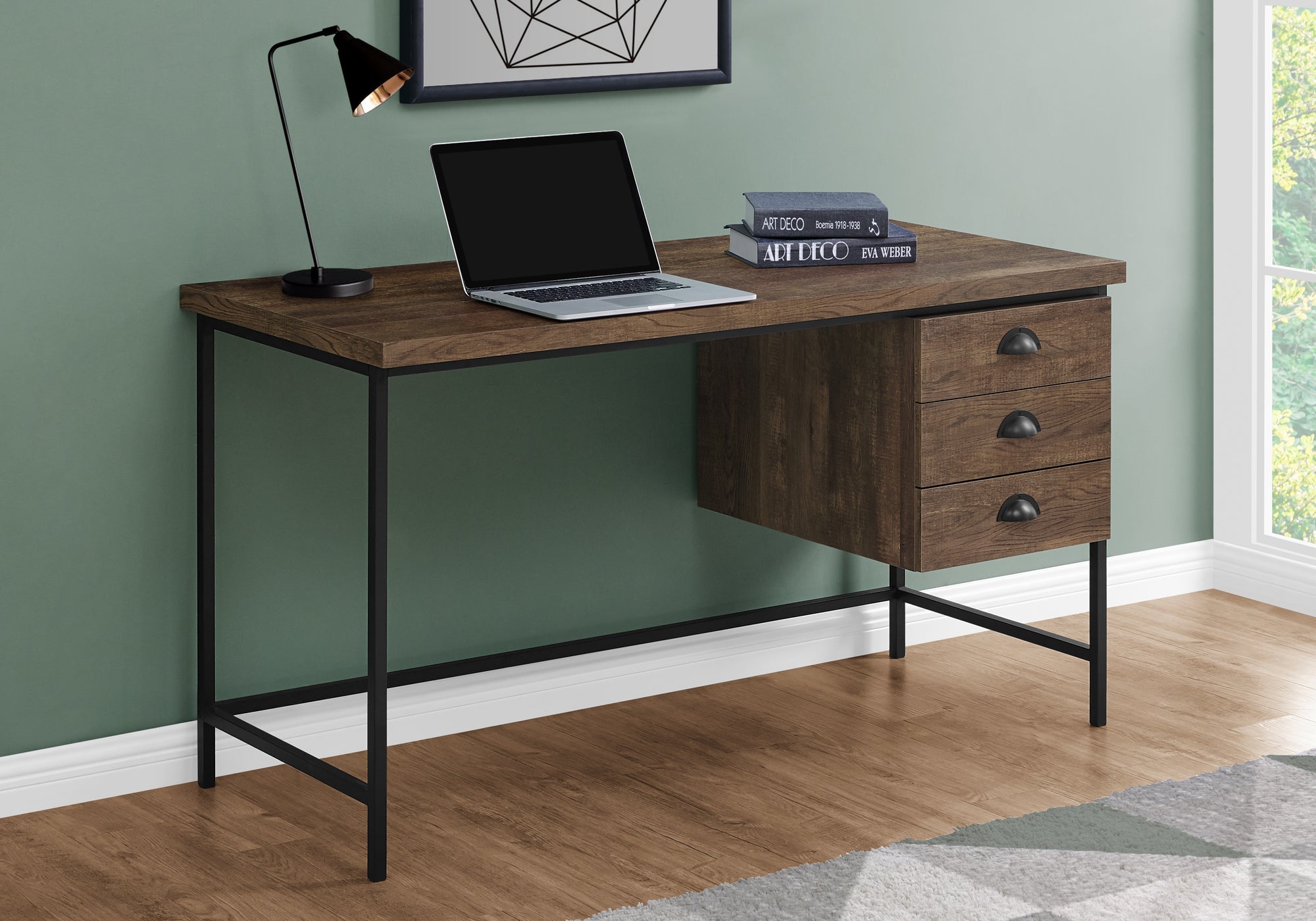 COMPUTER DESK - 55""L / BROWN RECLAIMED WOOD / BLACK METAL
