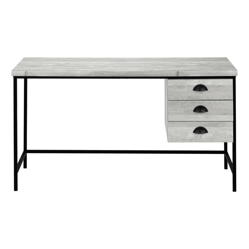 COMPUTER DESK - 55""L / GREY RECLAIMED WOOD / BLACK METAL