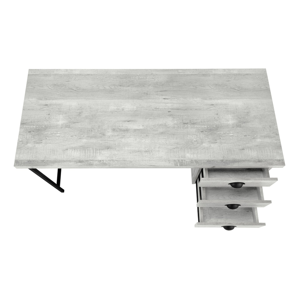 COMPUTER DESK - 55""L / GREY RECLAIMED WOOD / BLACK METAL