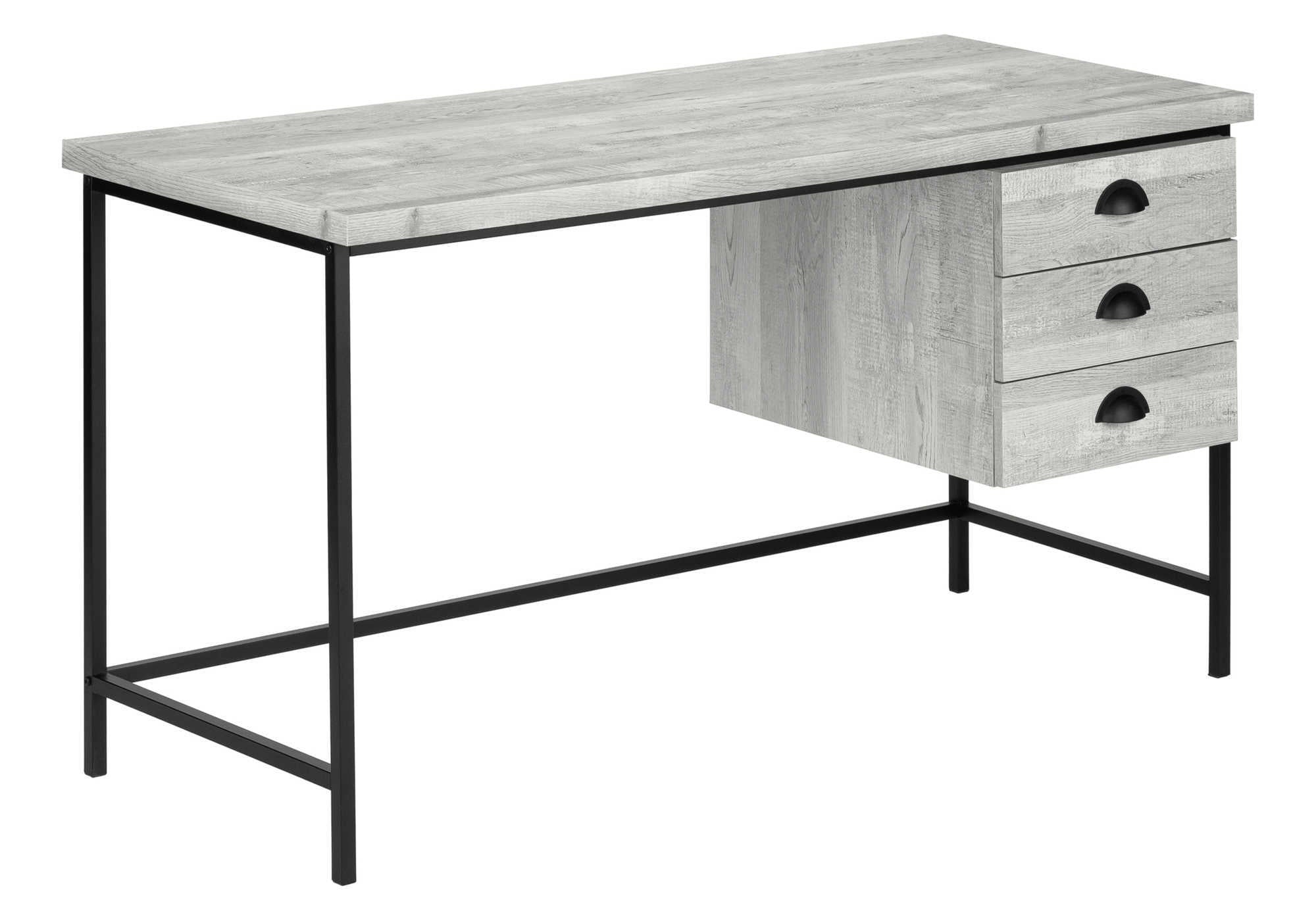 COMPUTER DESK - 55""L / GREY RECLAIMED WOOD / BLACK METAL