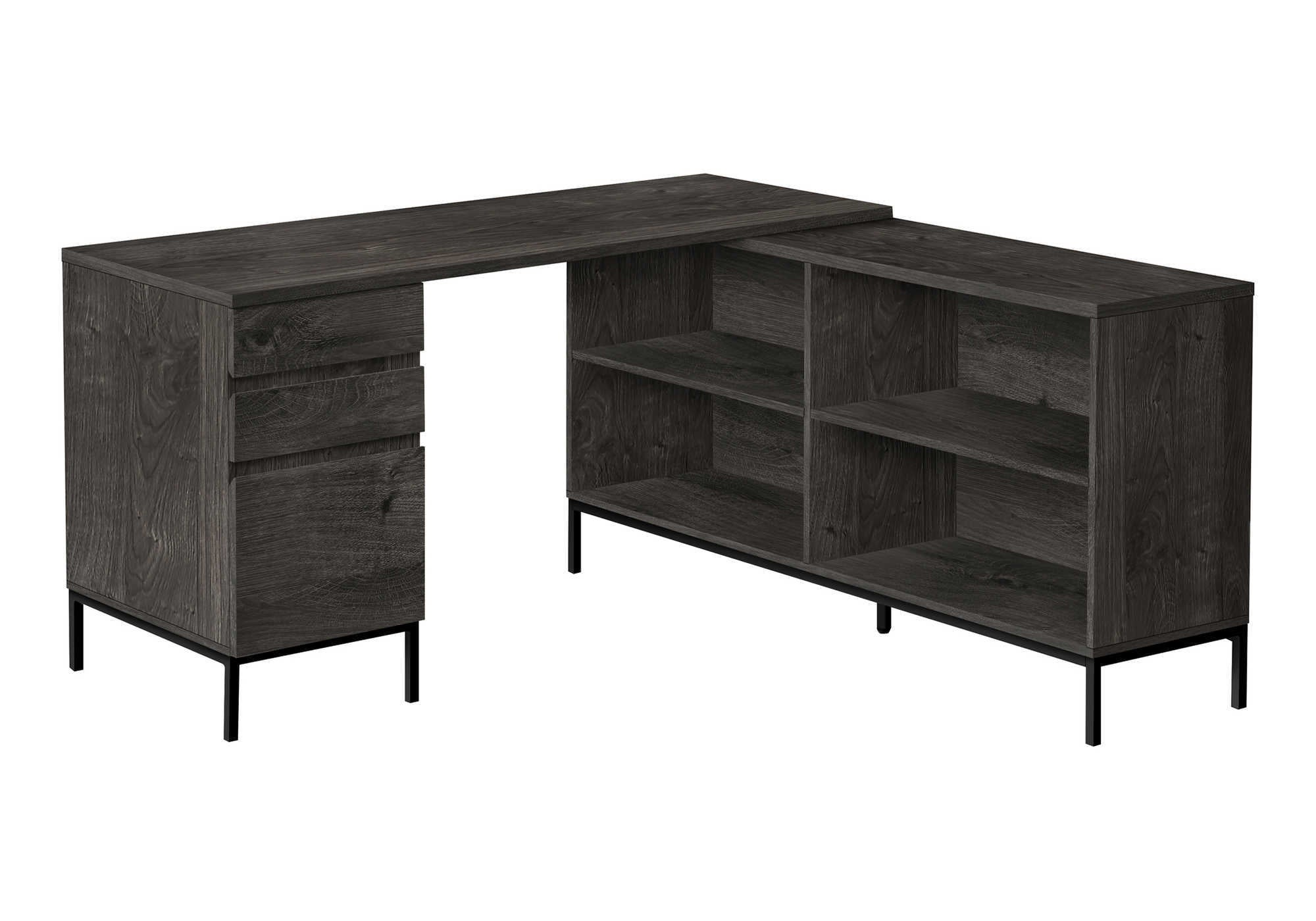COMPUTER DESK - 60""L / DARK GREY L-SHAPED CORNER
