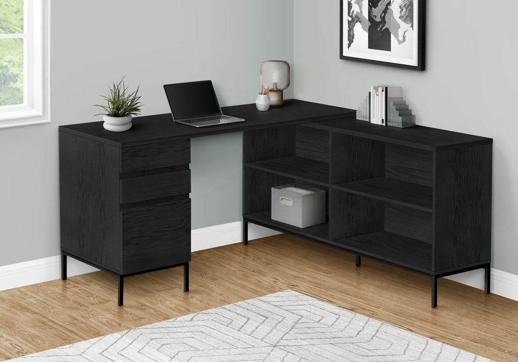 COMPUTER DESK - 60""L / BLACK OAK L-SHAPED CORNER