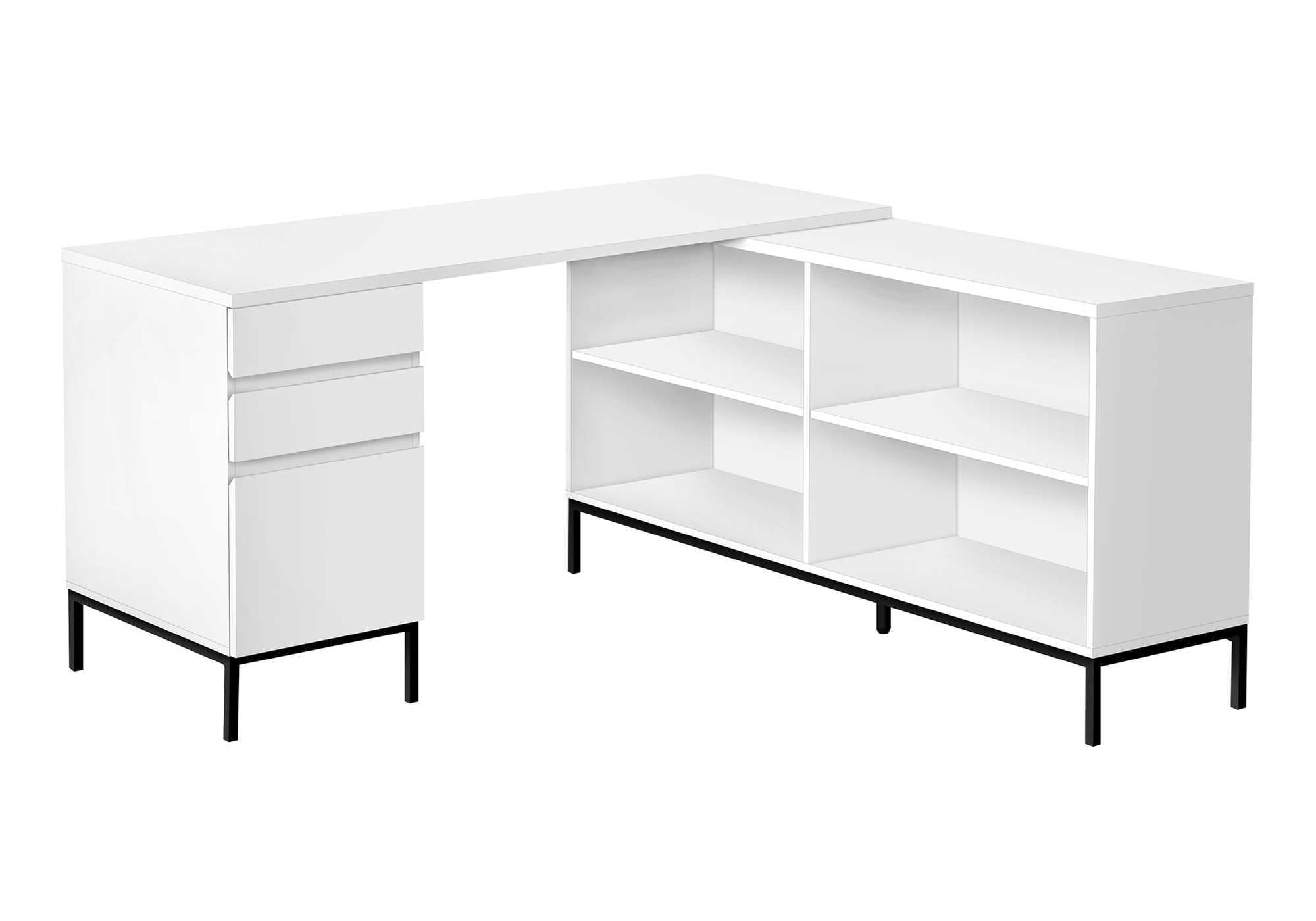 COMPUTER DESK - 60""L / WHITE L-SHAPED CORNER