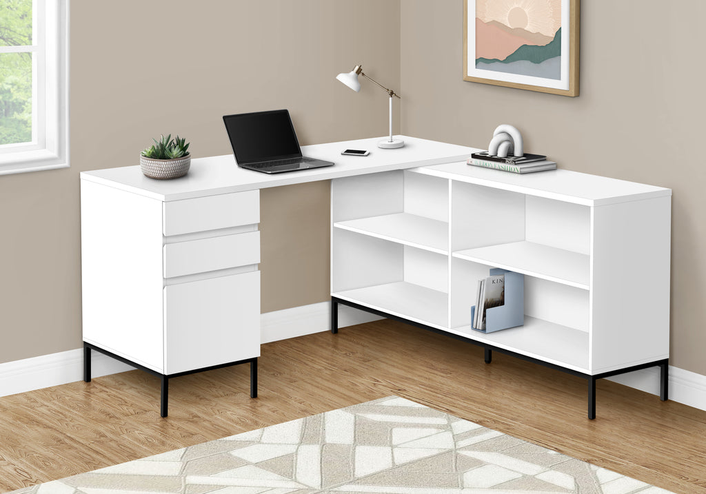 COMPUTER DESK - 60""L / WHITE L-SHAPED CORNER