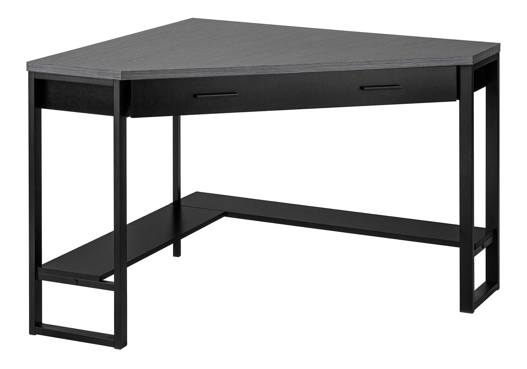 COMPUTER DESK - 42""L / BLACK / GREY TOP CORNER / BLACK