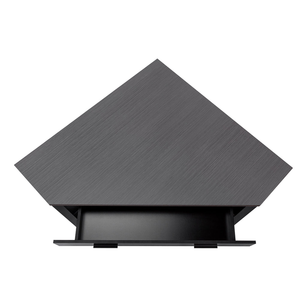 COMPUTER DESK - 42""L / BLACK / GREY TOP CORNER / BLACK