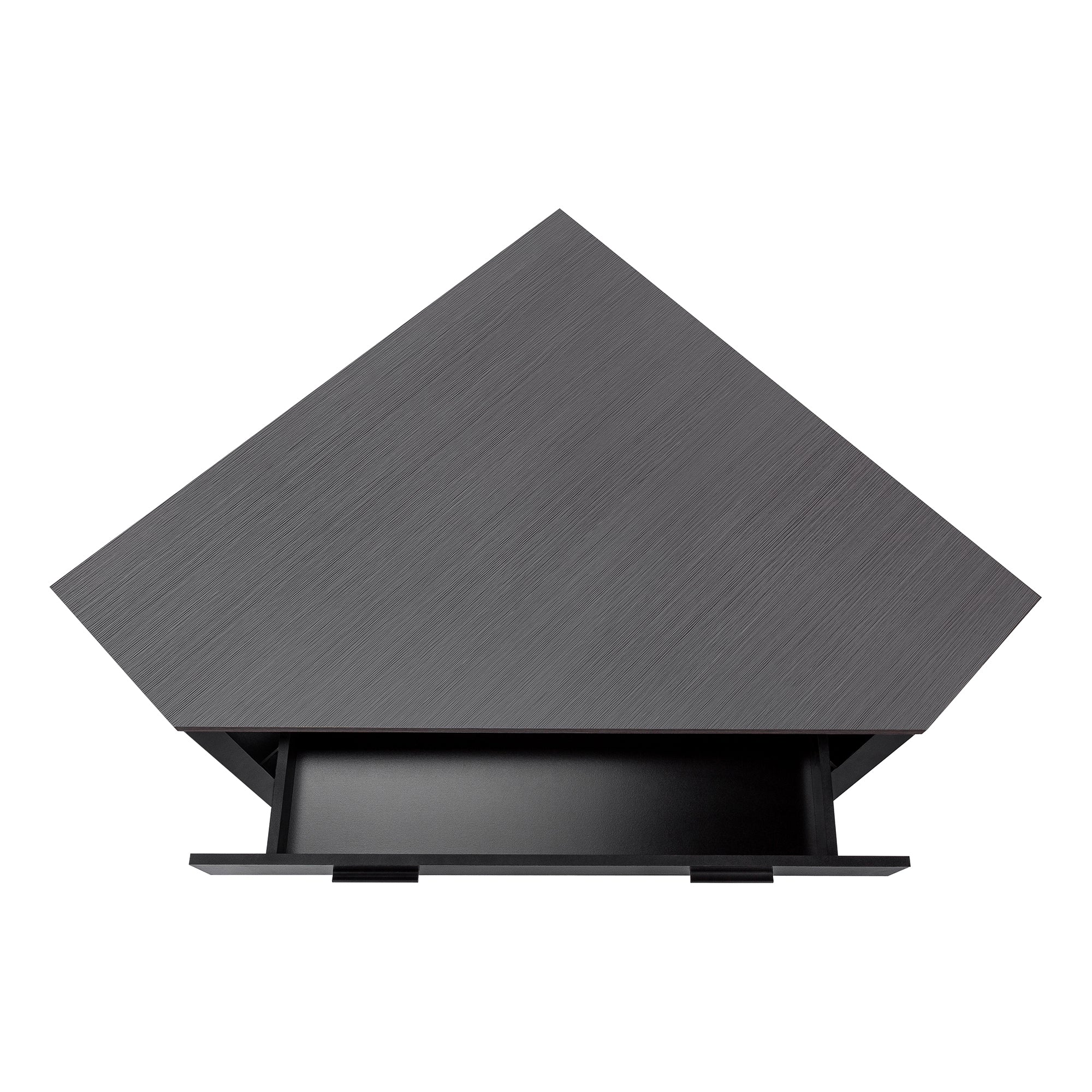 COMPUTER DESK - 42""L / BLACK / GREY TOP CORNER / BLACK