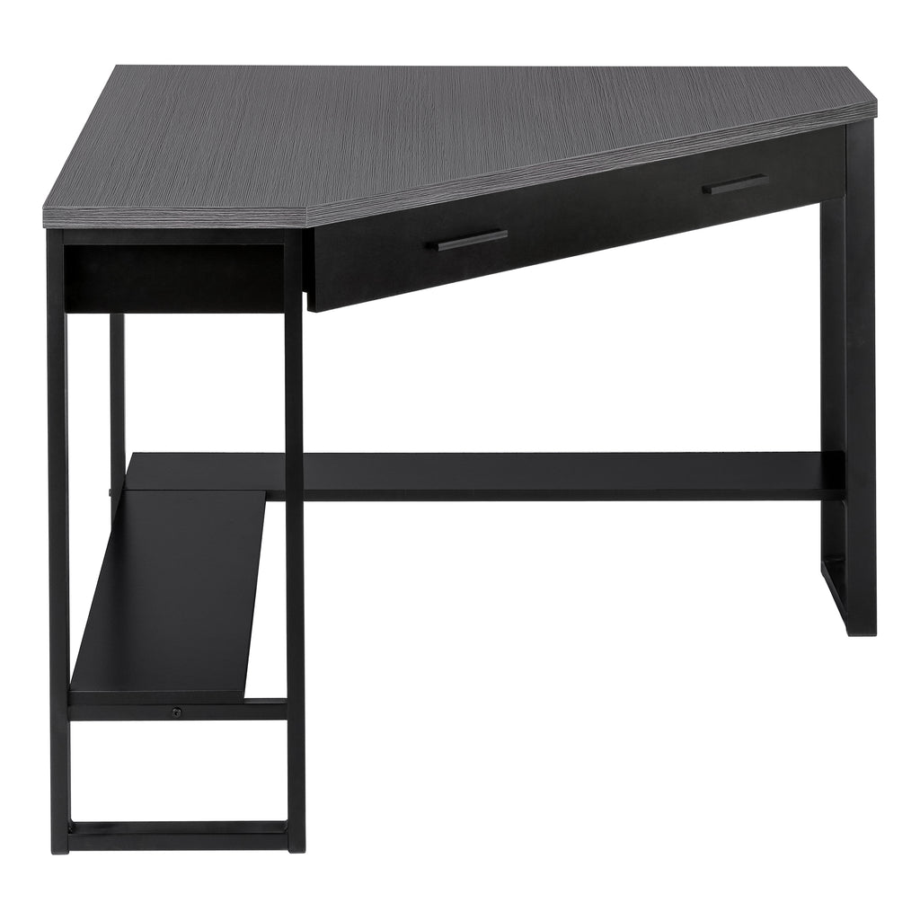 COMPUTER DESK - 42""L / BLACK / GREY TOP CORNER / BLACK
