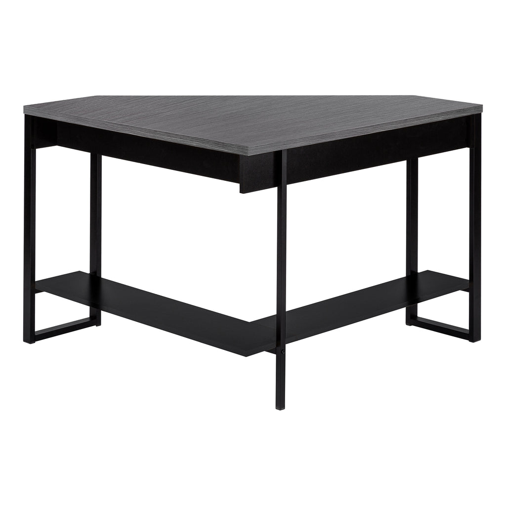COMPUTER DESK - 42""L / BLACK / GREY TOP CORNER / BLACK