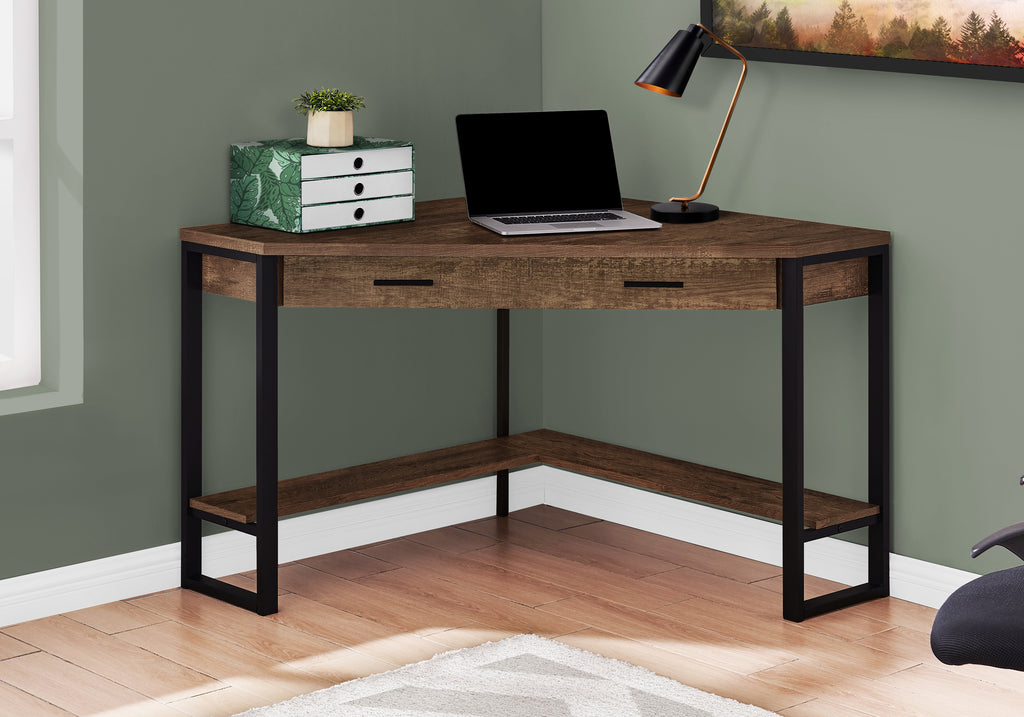 COMPUTER DESK - 42""L / BROWN RECLAIMED WOOD CORNER