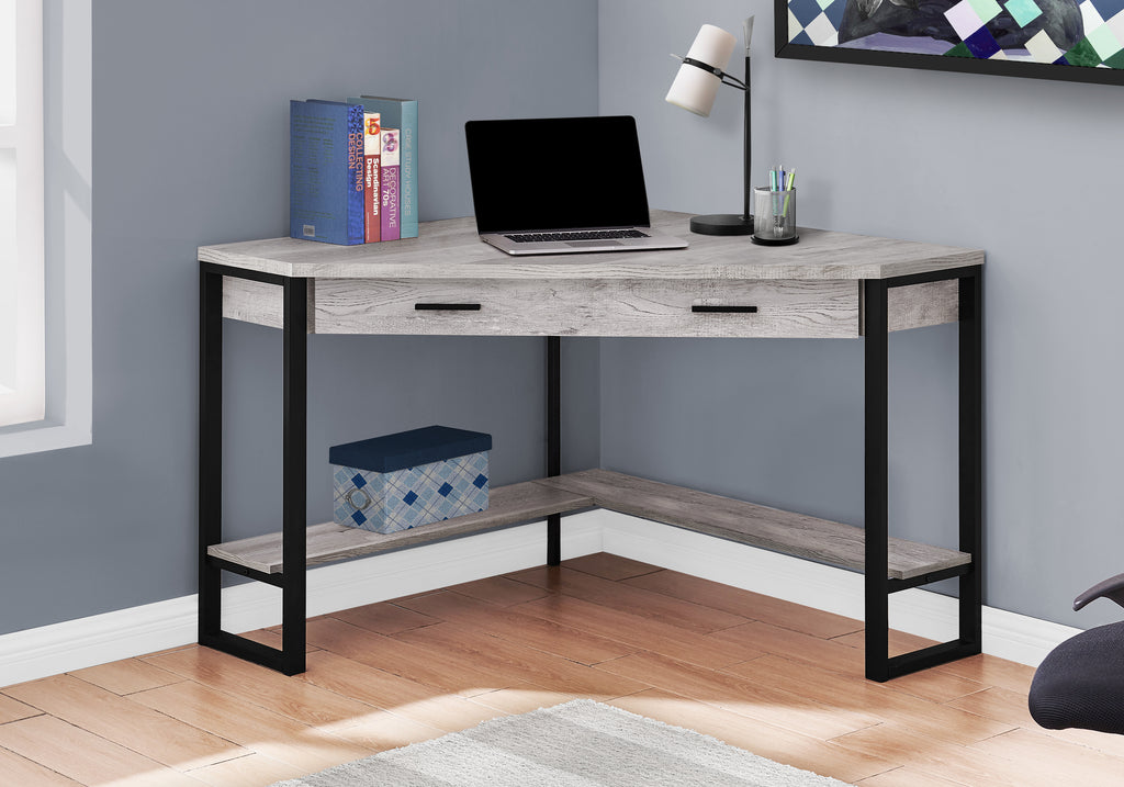 COMPUTER DESK - 42""L / GREY RECLAIMED WOOD CORNER
