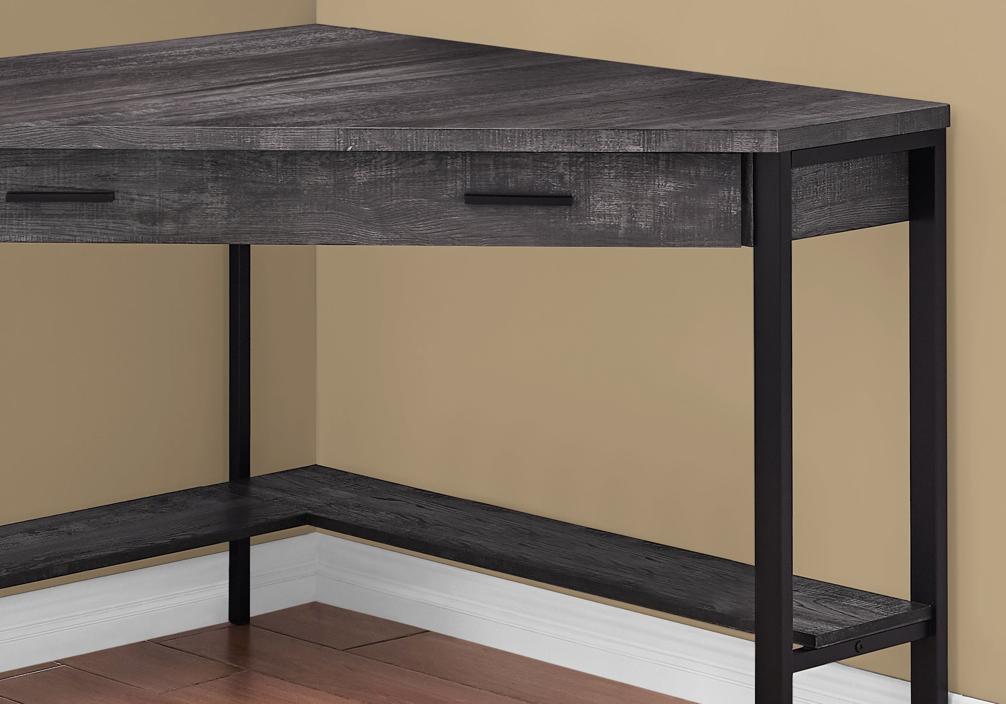 COMPUTER DESK - 42""L / BLACK RECLAIMED WOOD CORNER