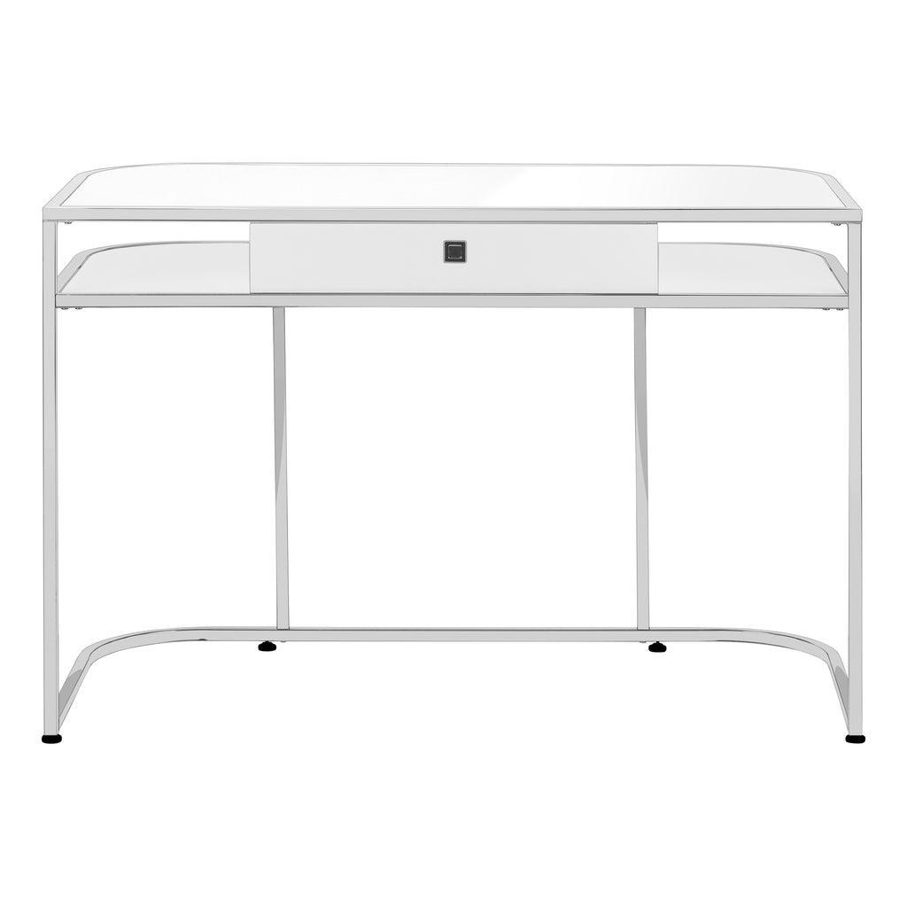 COMPUTER DESK - 48""L / GLOSSY WHITE / CHROME METAL