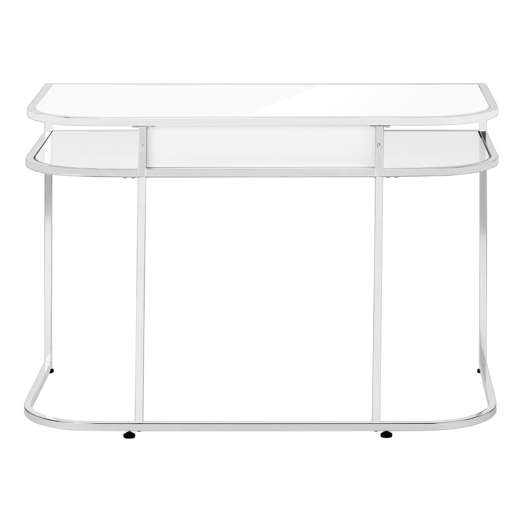 COMPUTER DESK - 48""L / GLOSSY WHITE / CHROME METAL