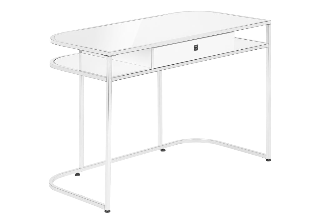 COMPUTER DESK - 48""L / GLOSSY WHITE / CHROME METAL