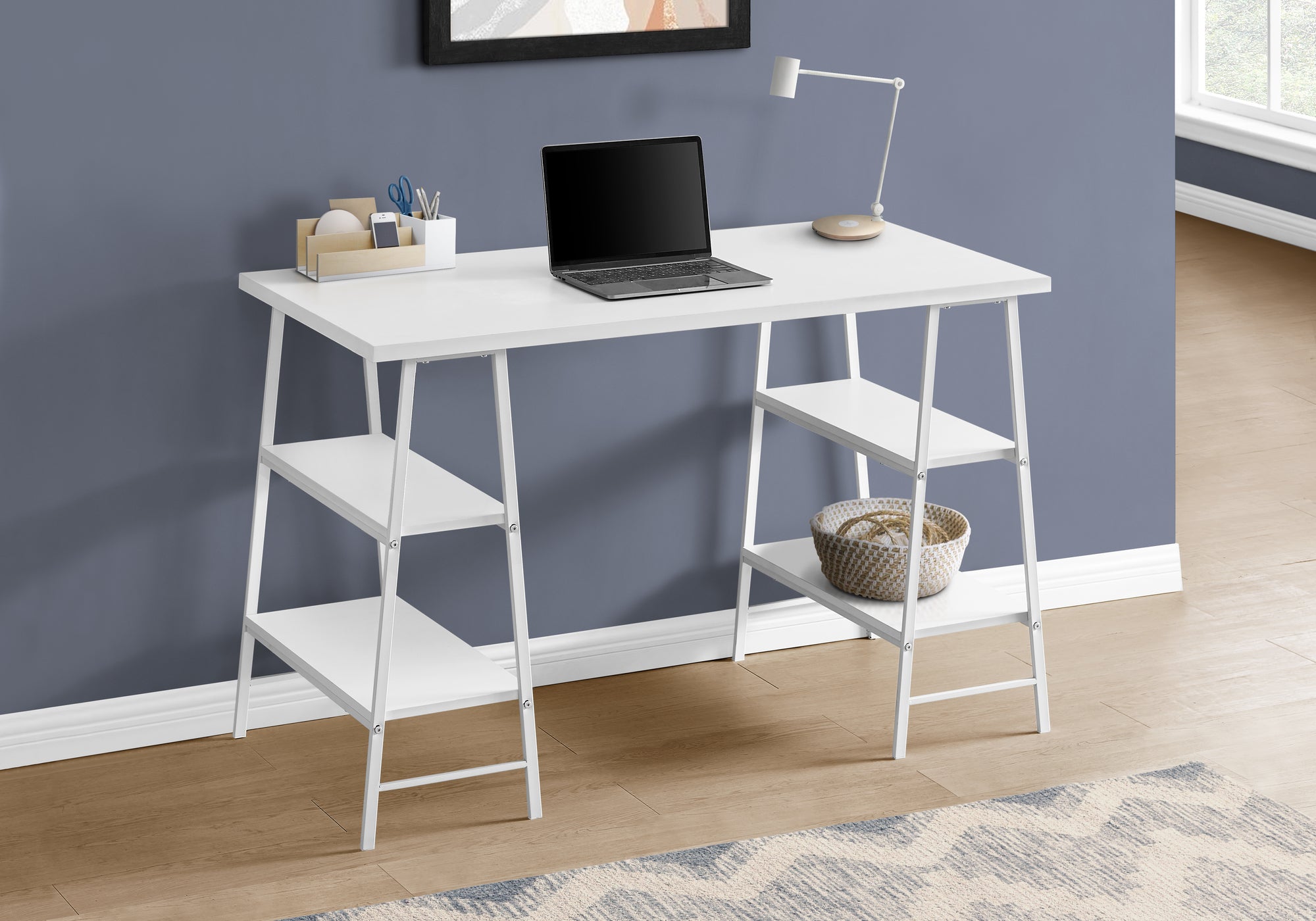 COMPUTER DESK - 48""L / WHITE / WHITE METAL