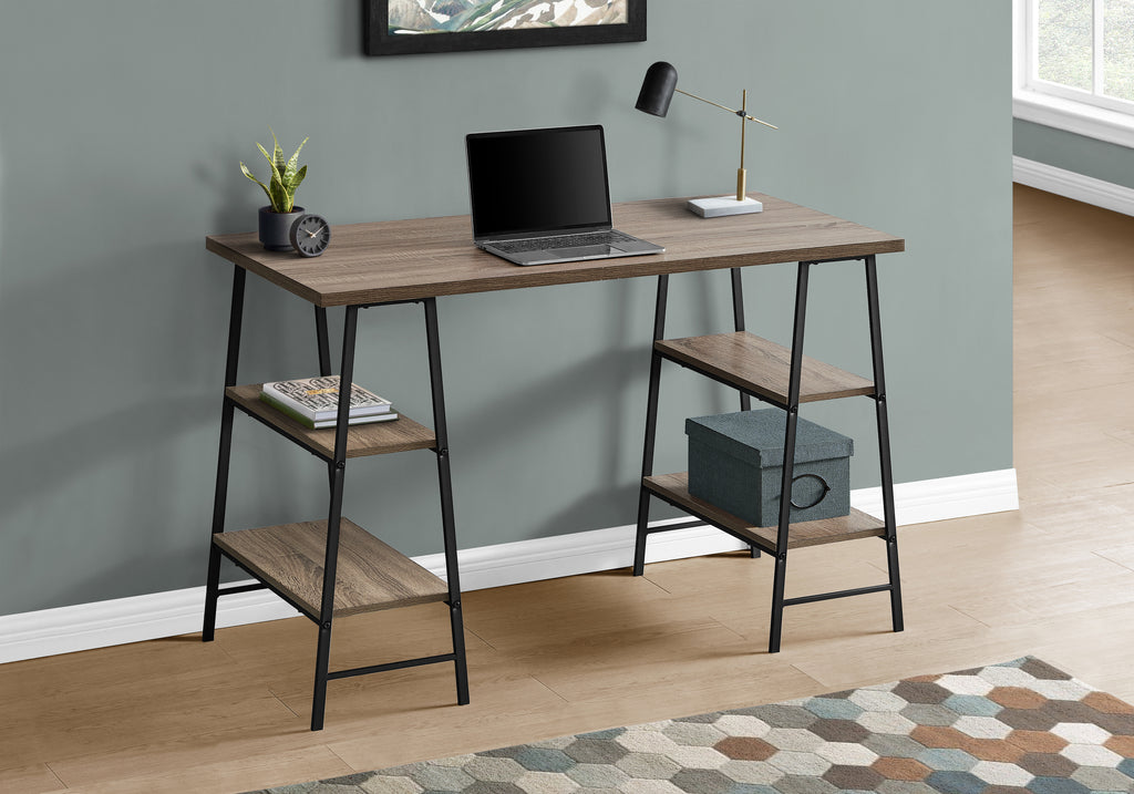 COMPUTER DESK - 48""L / DARK TAUPE / BLACK METAL