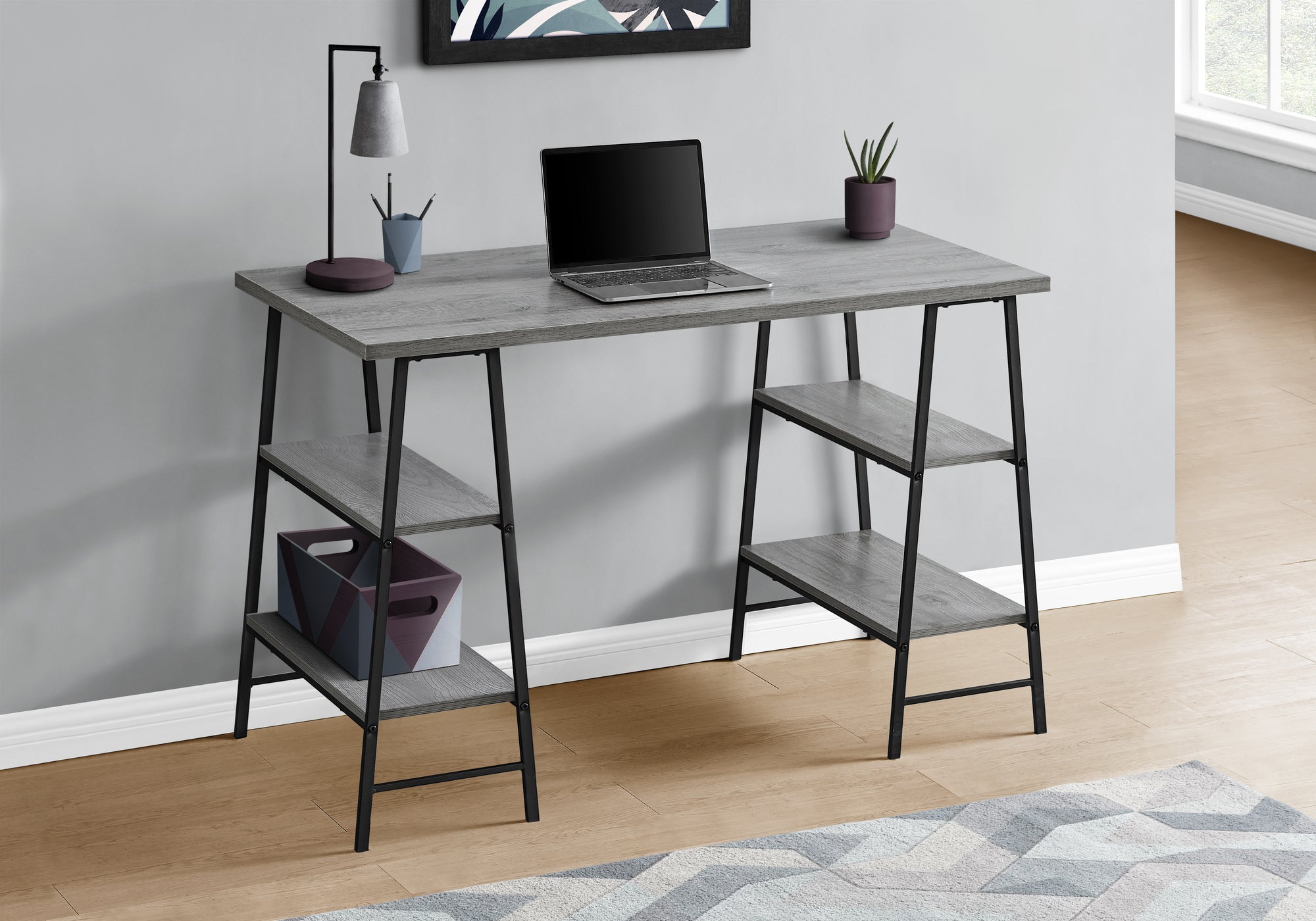 COMPUTER DESK - 48""L / GREY / BLACK METAL