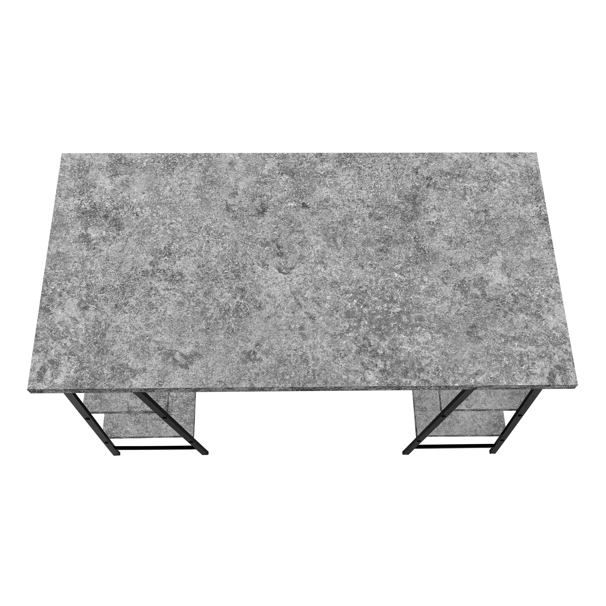 COMPUTER DESK - 48""L / GREY STONE-LOOK / BLACK METAL