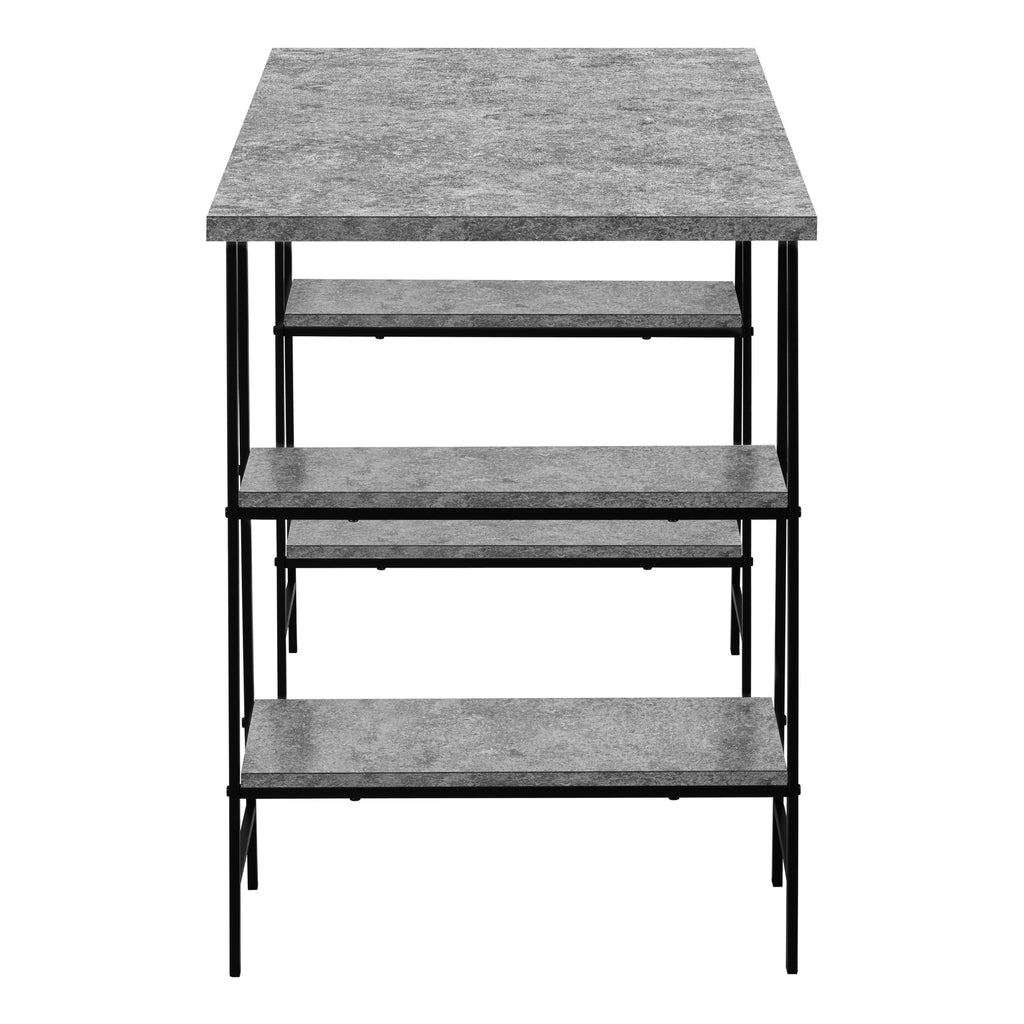 COMPUTER DESK - 48""L / GREY STONE-LOOK / BLACK METAL