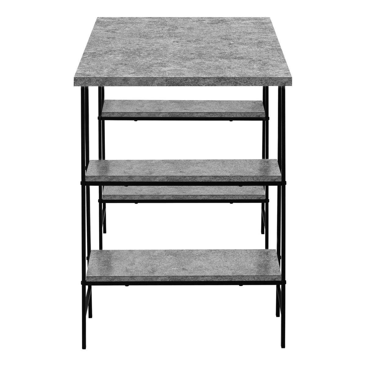 COMPUTER DESK - 48""L / GREY STONE-LOOK / BLACK METAL