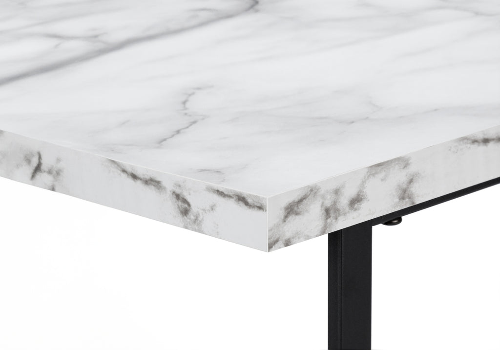 COMPUTER DESK - 48""L / WHITE MARBLE-LOOK / BLACK METAL