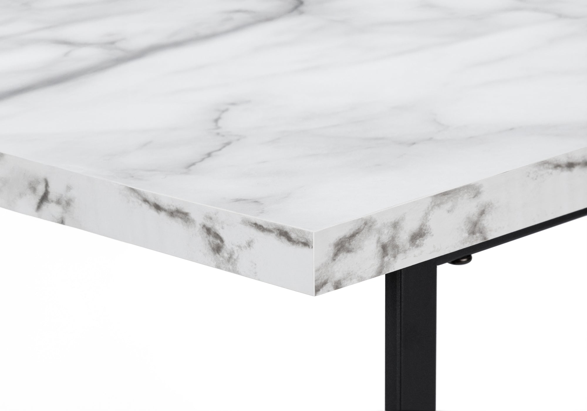 COMPUTER DESK - 48""L / WHITE MARBLE-LOOK / BLACK METAL