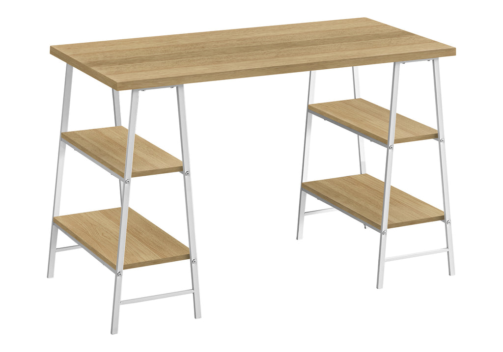 COMPUTER DESK - 48""L / NATURAL / WHITE METAL