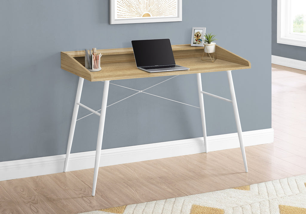 COMPUTER DESK - 48""L / NATURAL / WHITE METAL