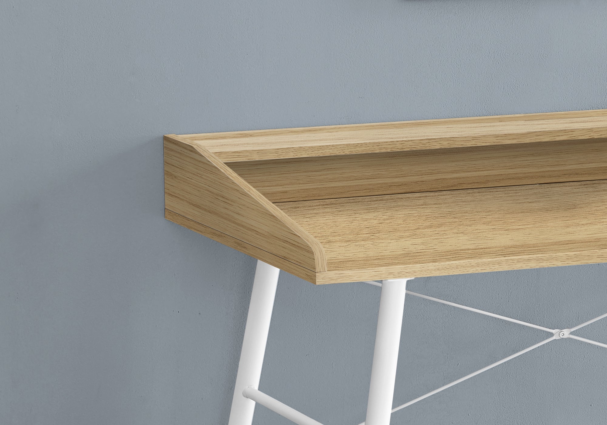 COMPUTER DESK - 48""L / NATURAL / WHITE METAL