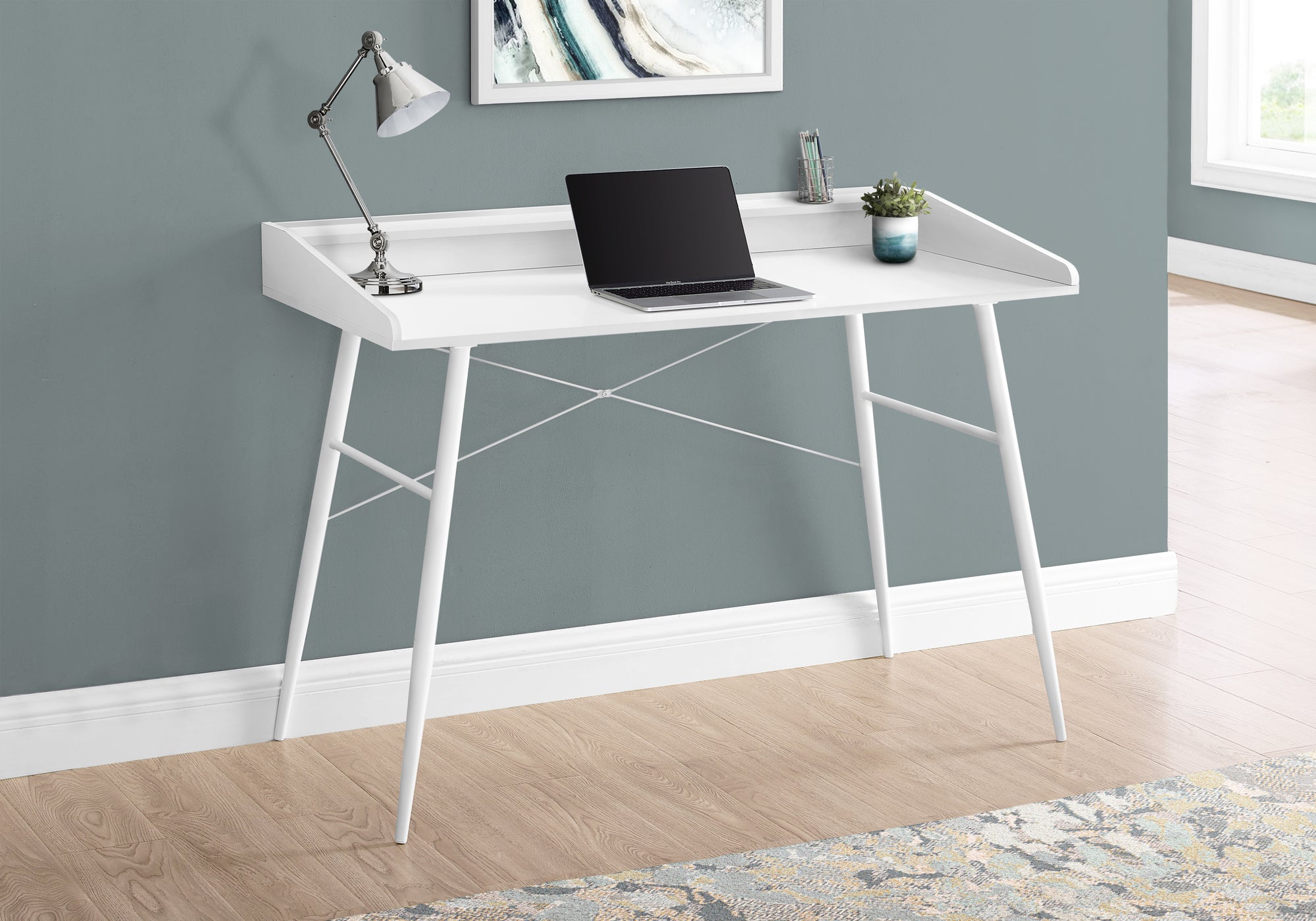 COMPUTER DESK - 48""L / WHITE / WHITE METAL
