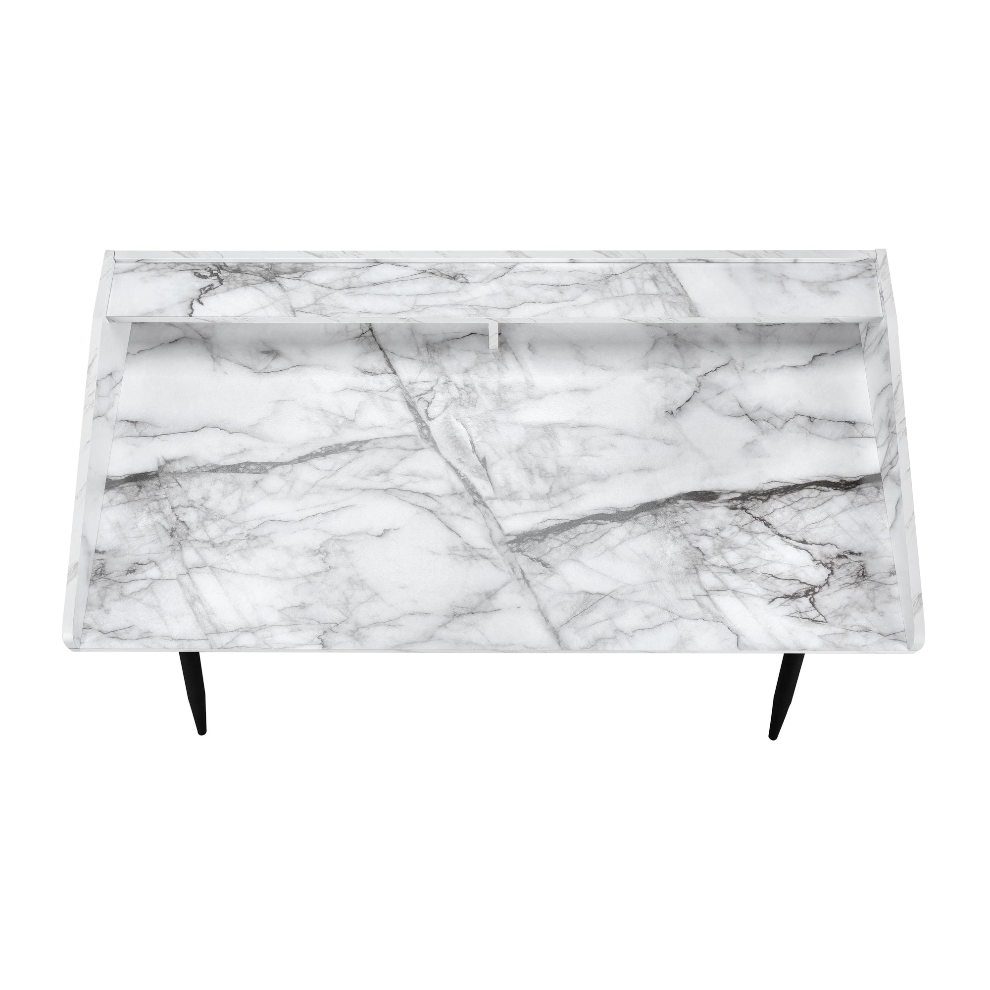 COMPUTER DESK - 48""L / WHITE MARBLE-LOOK / BLACK METAL