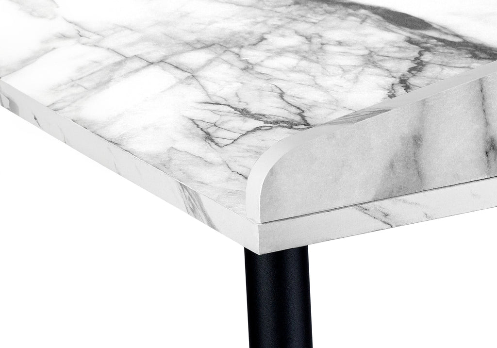 COMPUTER DESK - 48""L / WHITE MARBLE-LOOK / BLACK METAL
