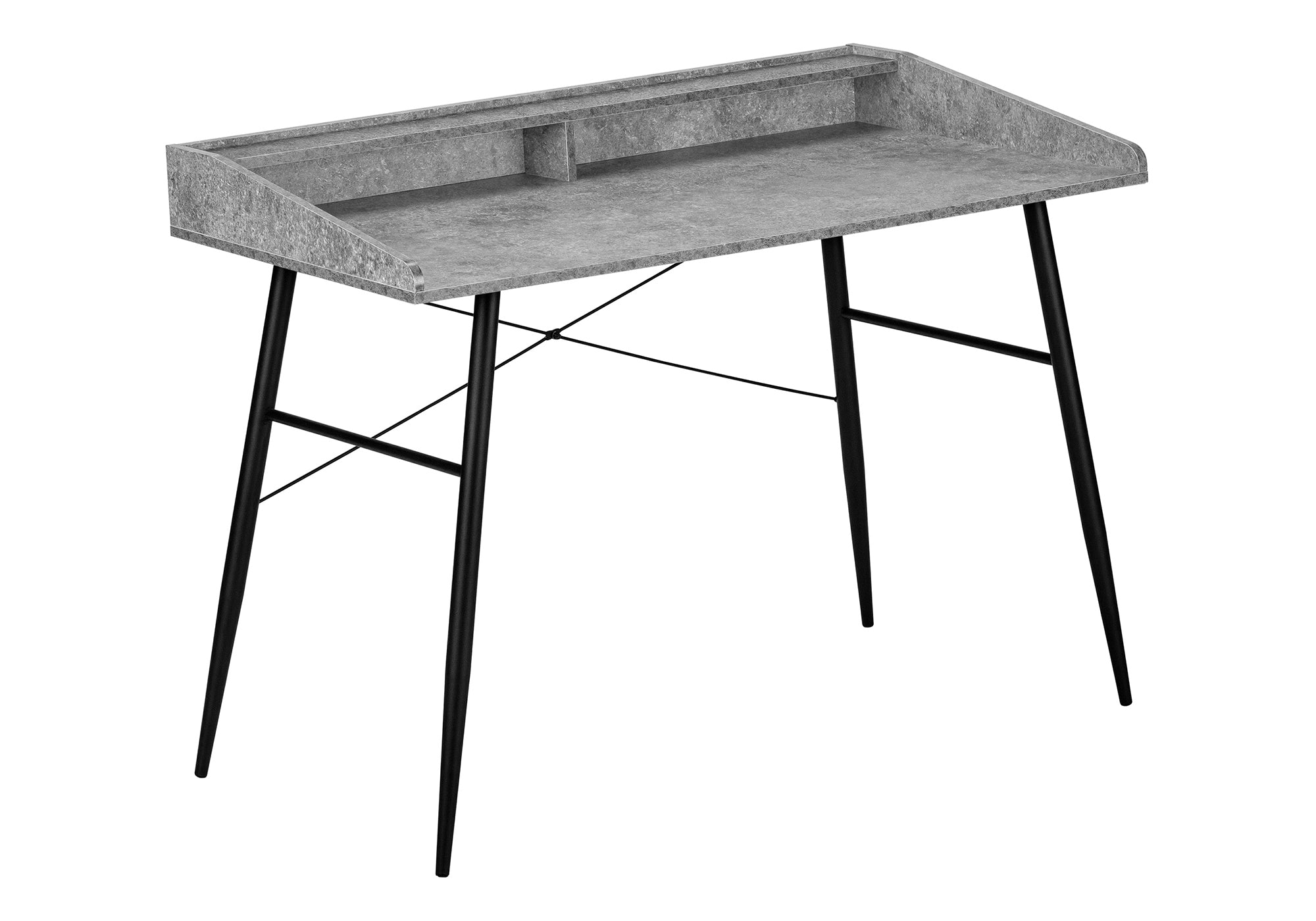 COMPUTER DESK - 48""L / GREY STONE-LOOK / BLACK METAL