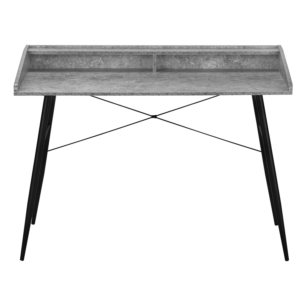 COMPUTER DESK - 48""L / GREY STONE-LOOK / BLACK METAL