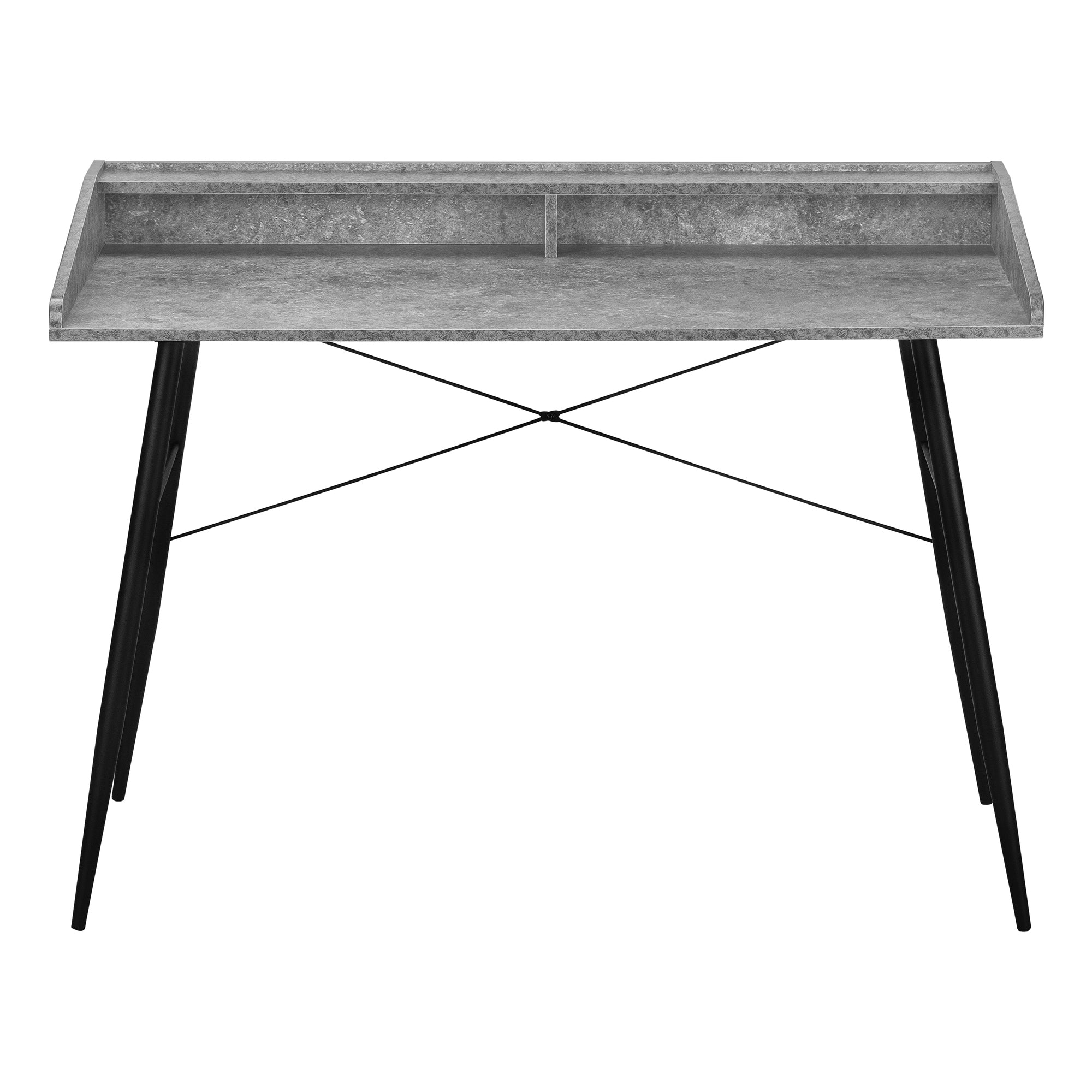 COMPUTER DESK - 48""L / GREY STONE-LOOK / BLACK METAL