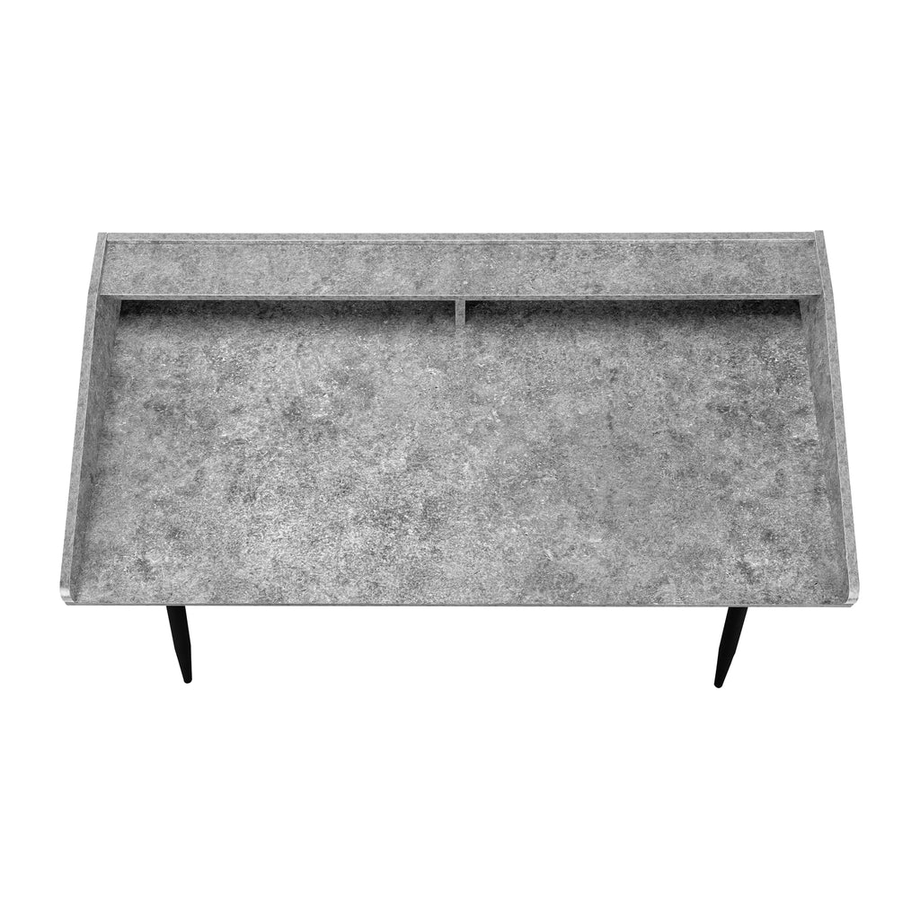 COMPUTER DESK - 48""L / GREY STONE-LOOK / BLACK METAL