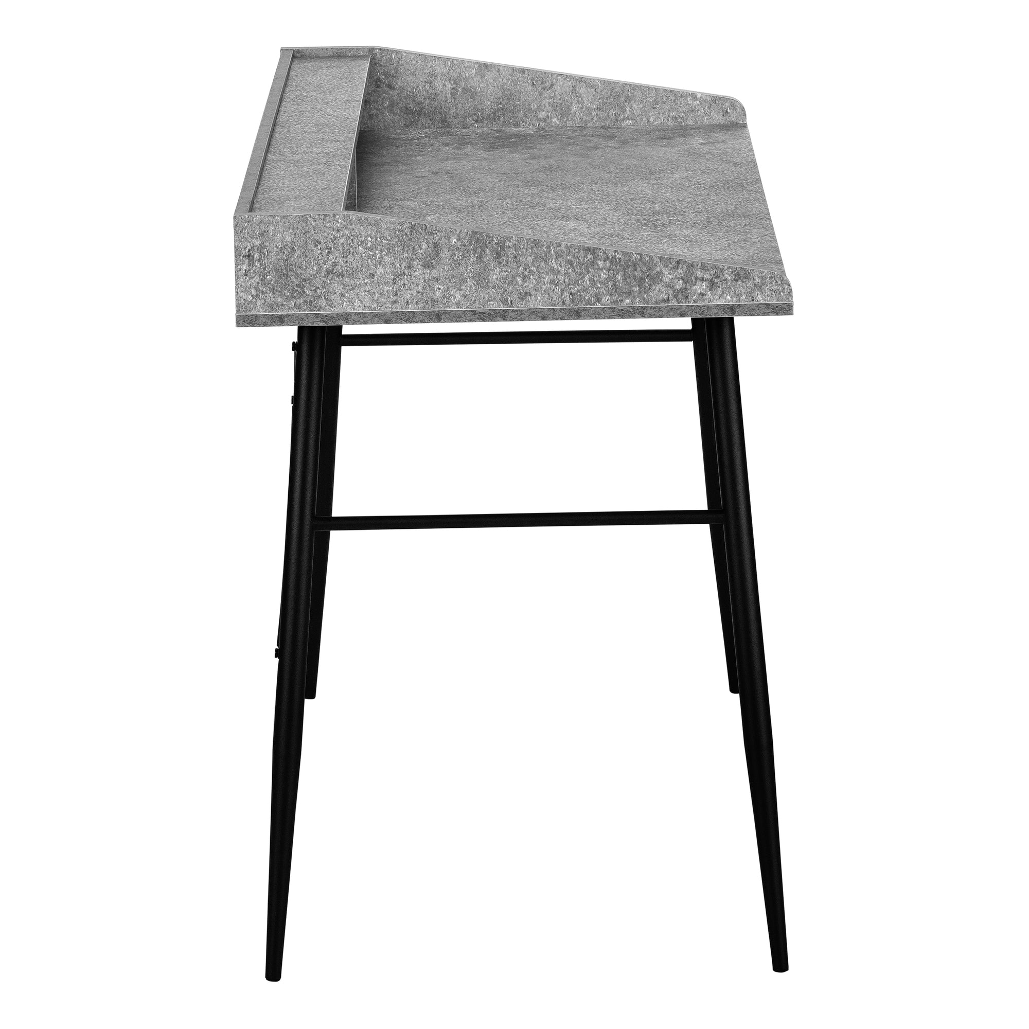 COMPUTER DESK - 48""L / GREY STONE-LOOK / BLACK METAL