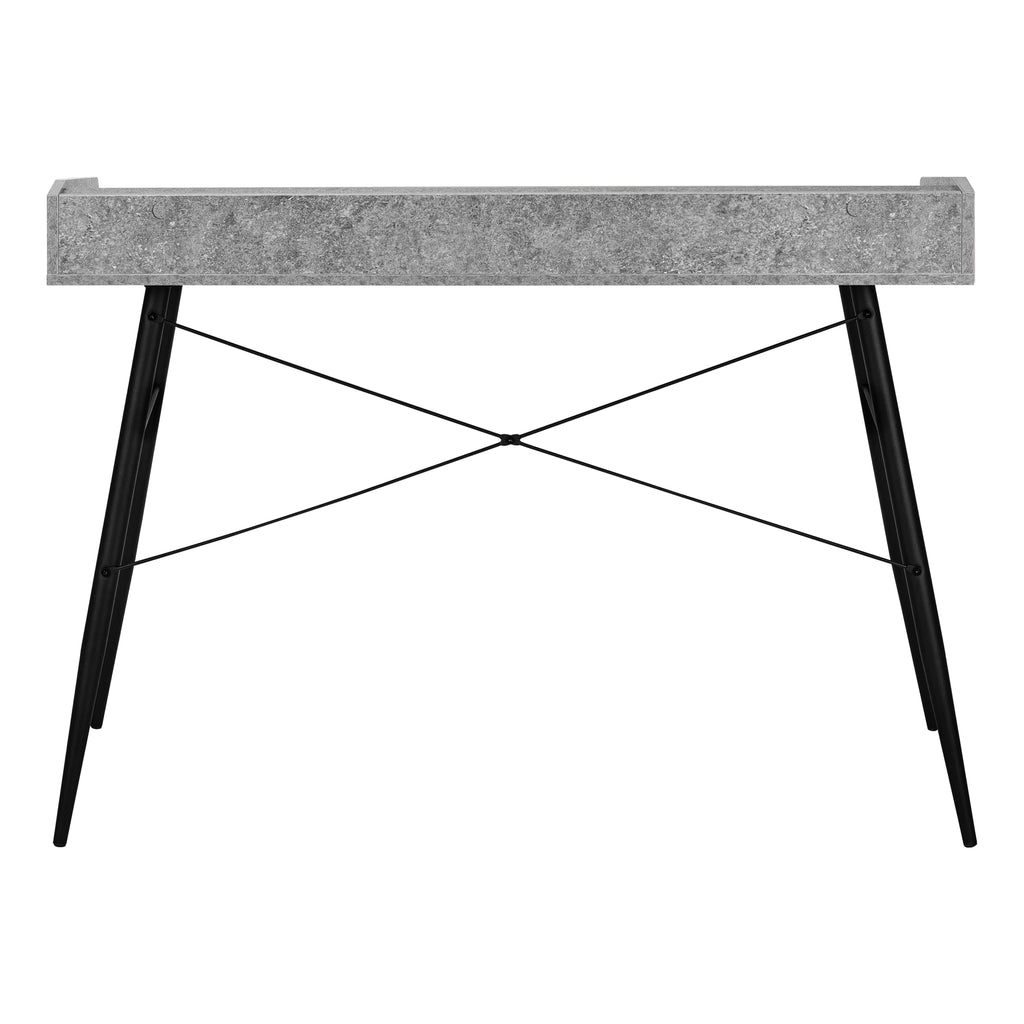 COMPUTER DESK - 48""L / GREY STONE-LOOK / BLACK METAL