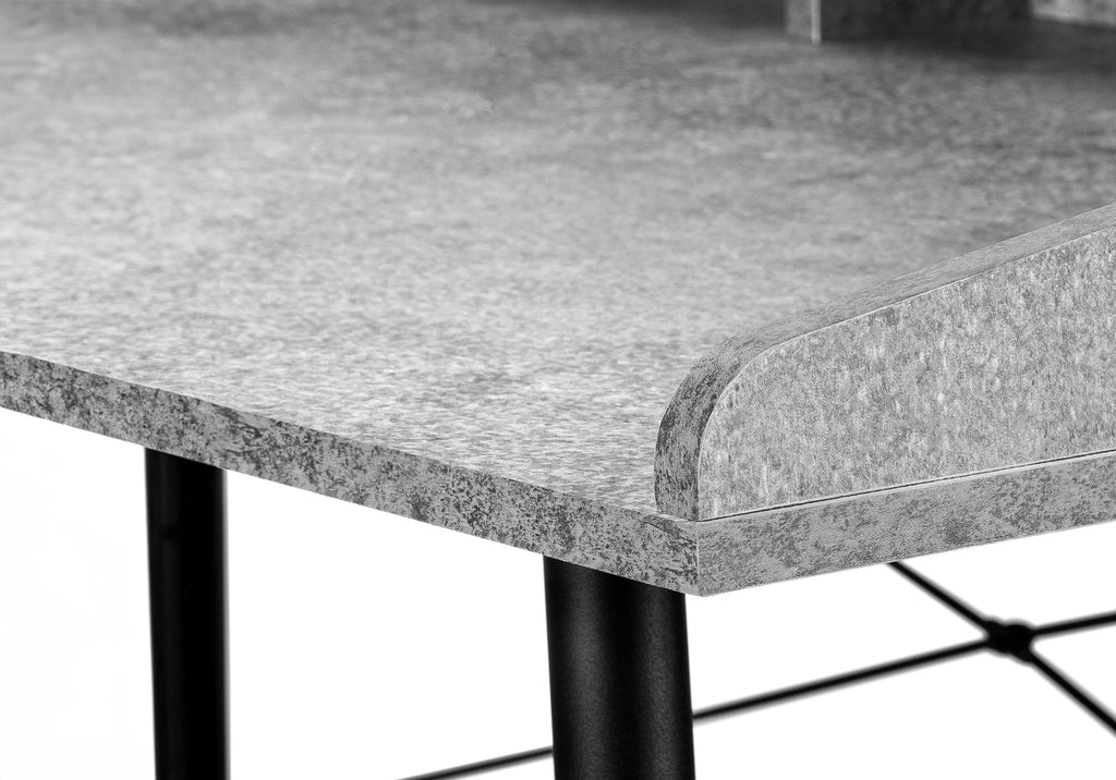 COMPUTER DESK - 48""L / GREY STONE-LOOK / BLACK METAL