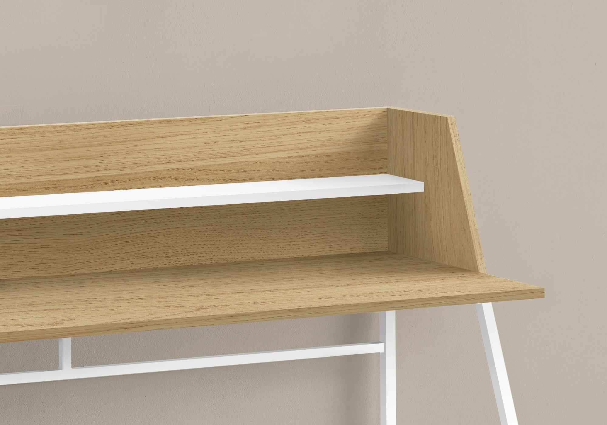 COMPUTER DESK - 48""L / NATURAL / WHITE METAL