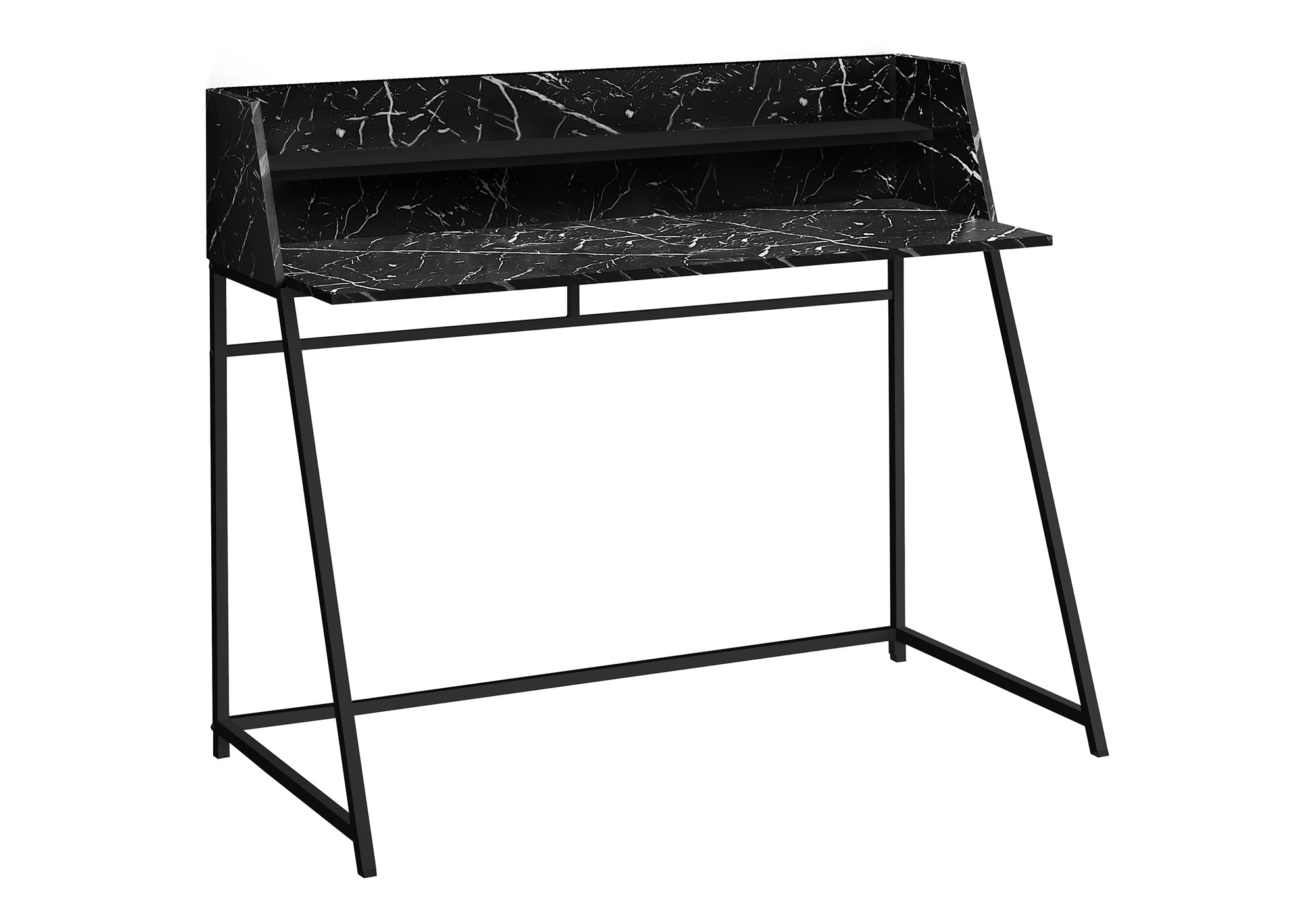 COMPUTER DESK - 48""L / BLACK MARBLE-LOOK / BLACK METAL