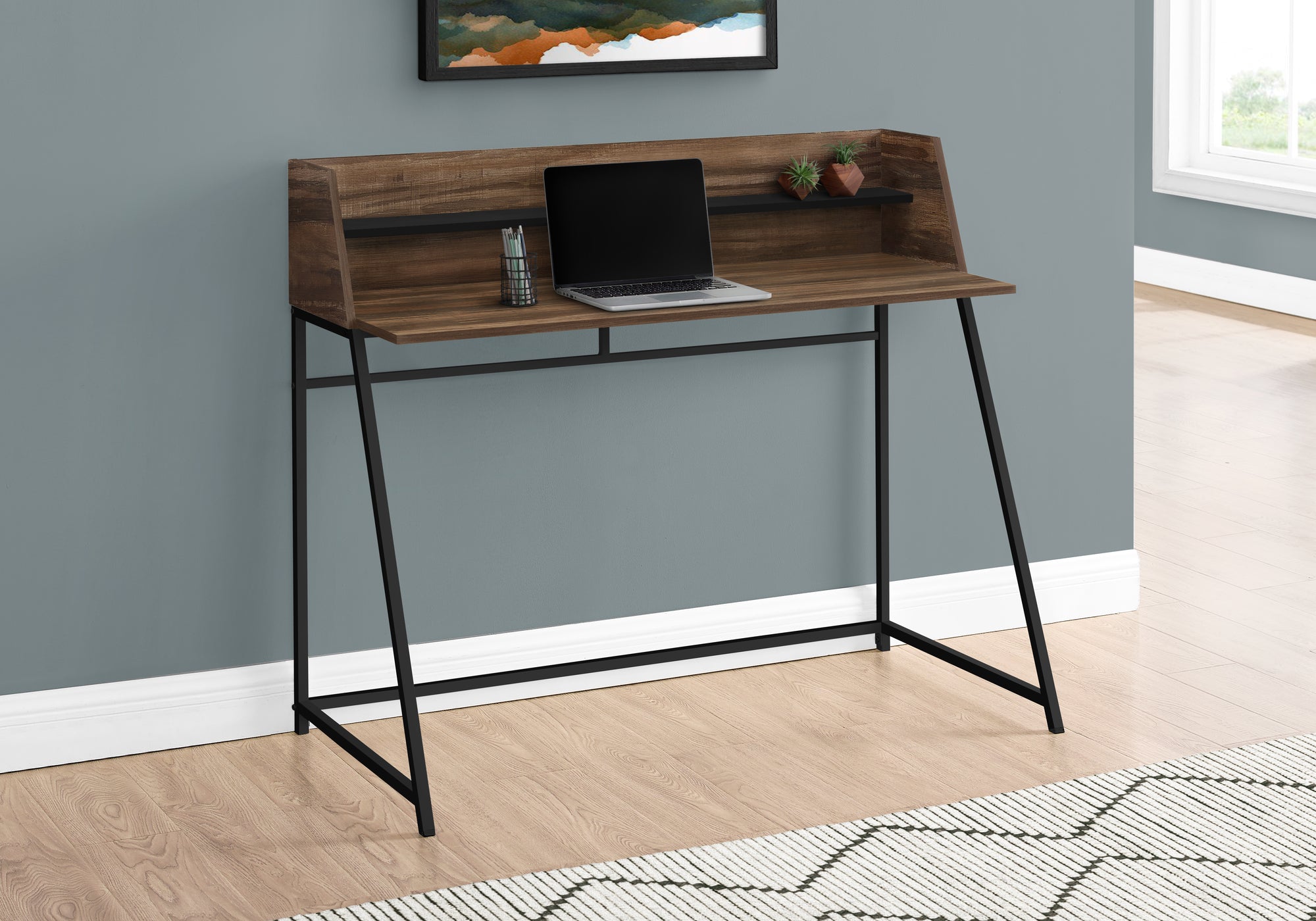 COMPUTER DESK - 48""L / BROWN RECLAIMED WOOD / BLACK METAL