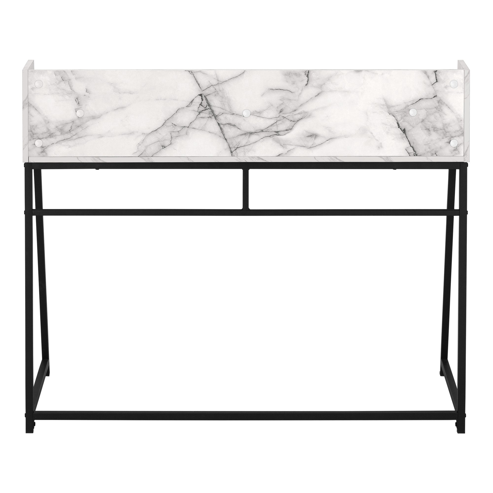 COMPUTER DESK - 48""L / WHITE MARBLE-LOOK / BLACK METAL