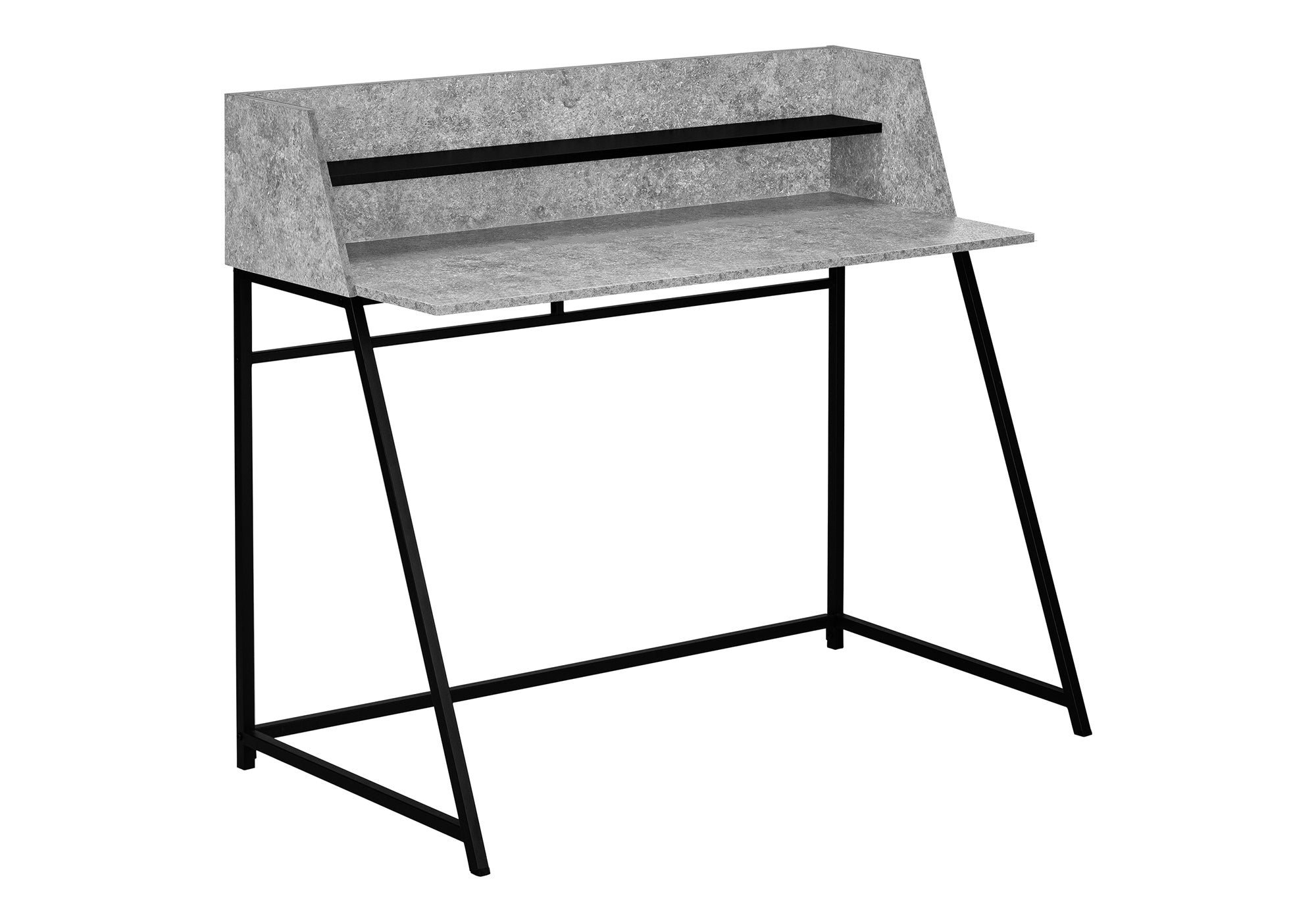 COMPUTER DESK - 48""L / GREY STONE-LOOK / BLACK METAL
