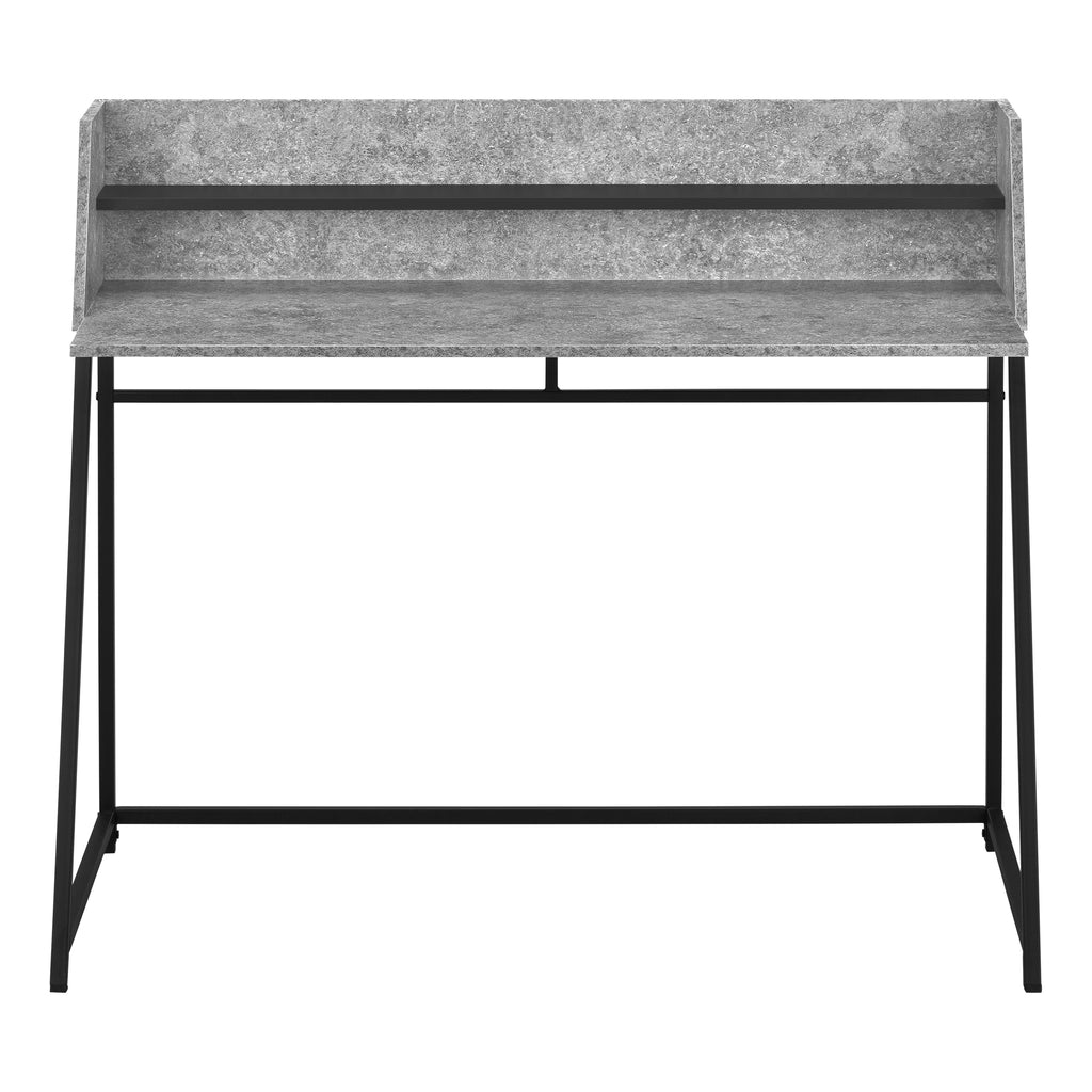 COMPUTER DESK - 48""L / GREY STONE-LOOK / BLACK METAL