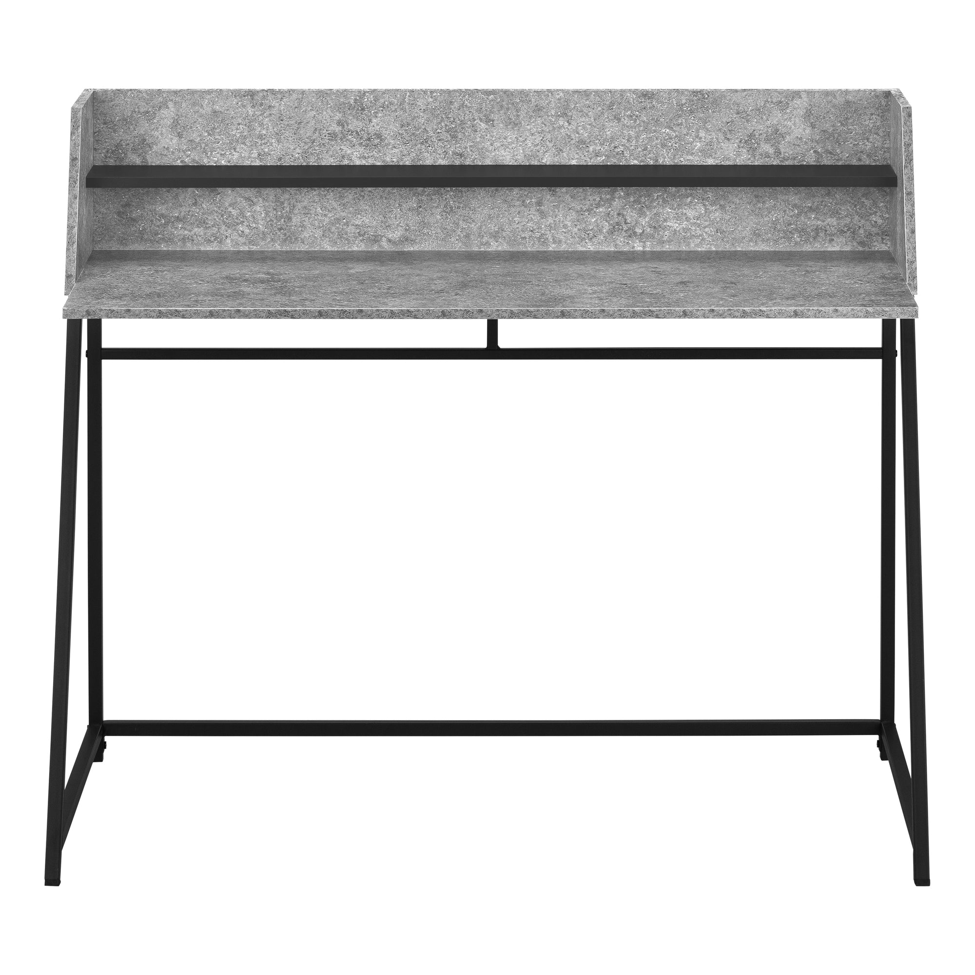 COMPUTER DESK - 48""L / GREY STONE-LOOK / BLACK METAL