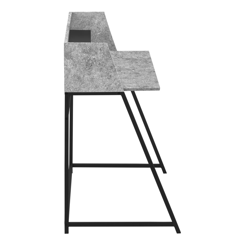 COMPUTER DESK - 48""L / GREY STONE-LOOK / BLACK METAL