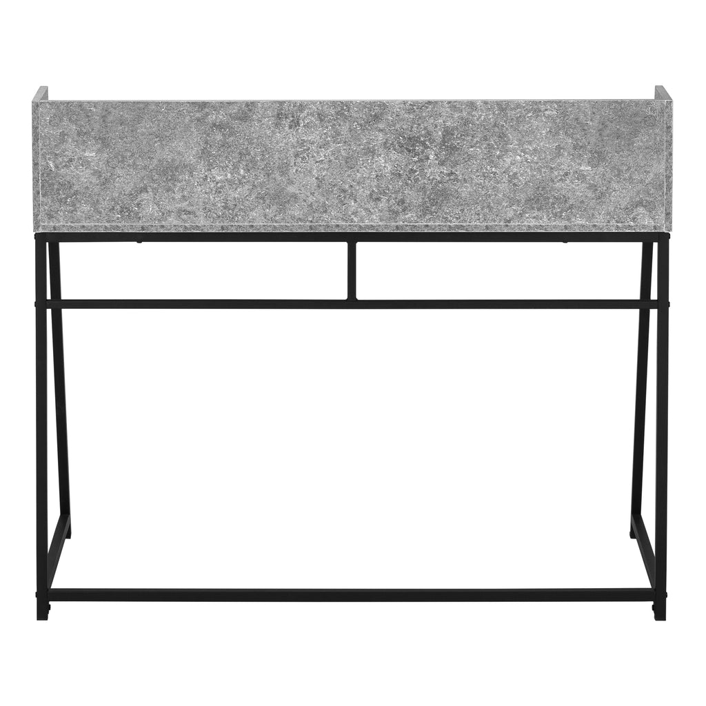 COMPUTER DESK - 48""L / GREY STONE-LOOK / BLACK METAL